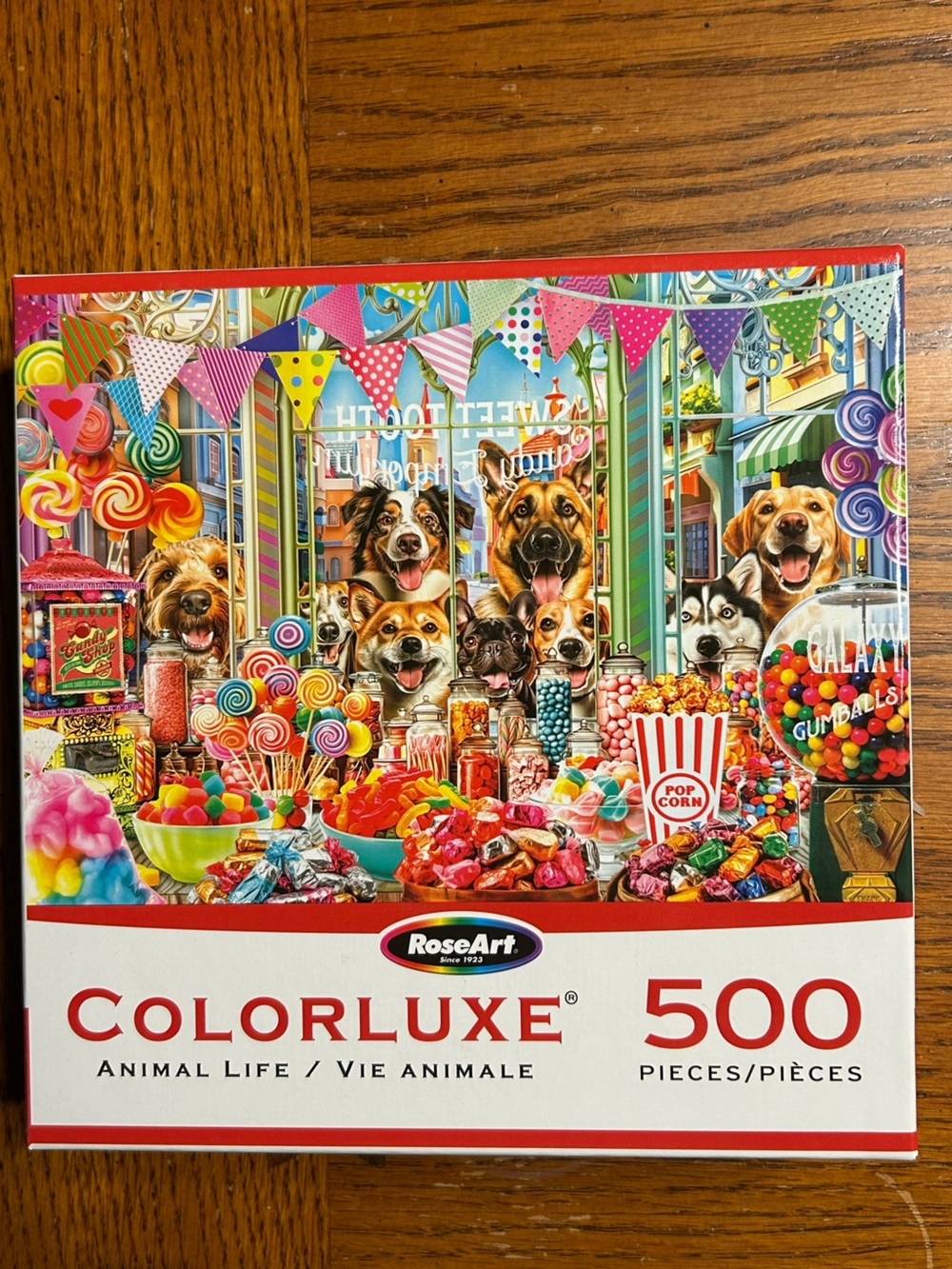 ColorLuxe 500-Piece Jigsaw Puzzle - Colorful Candy Shop Dogs